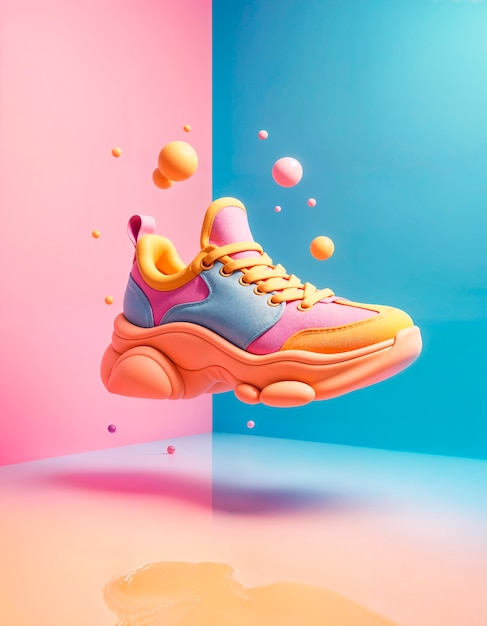 Free photo pastel colors 3d sneakers