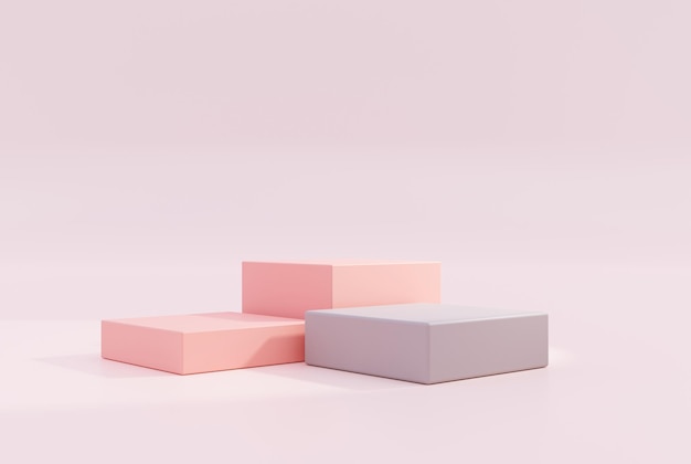 Free photo pastel pink minimal podium empty platform pedestal product display scene for product placement 3d background