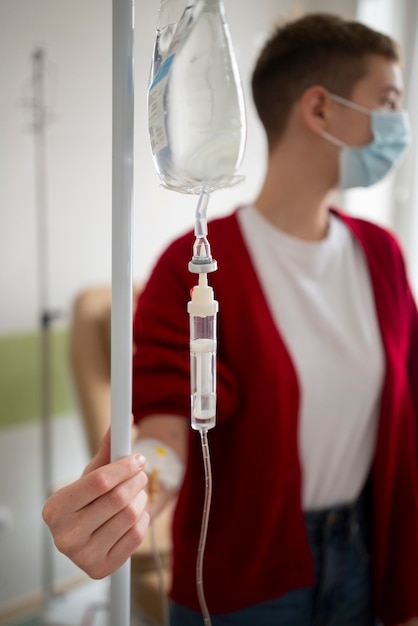 Free photo patient getting chemotherapy treatment