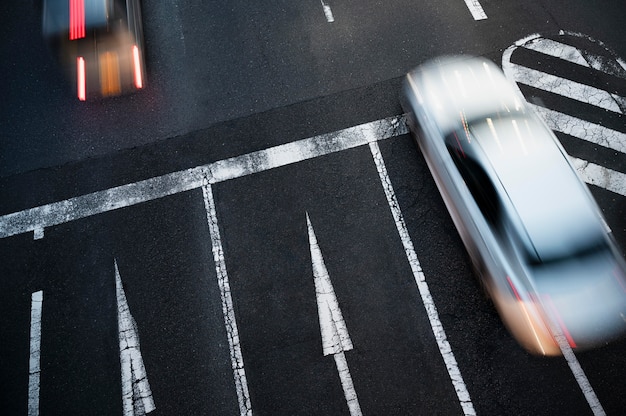 People driving cars on the city street