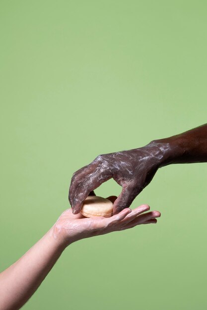 People washing their hands close-up