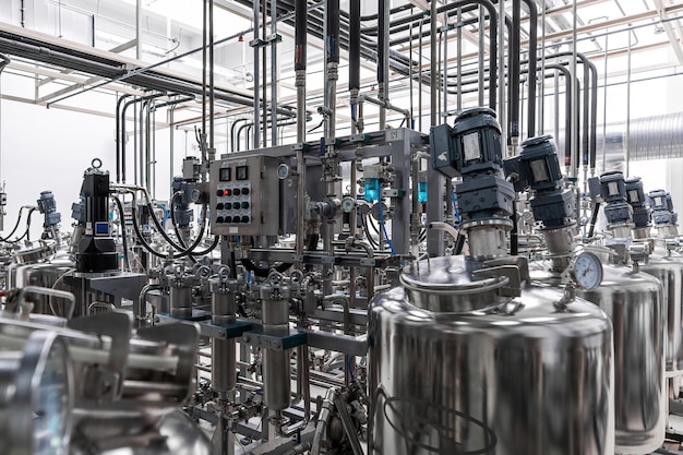 Free Photo photo of grey pipes and tanks chemistry and medicine production pharmaceutical factory interior of a hightech factory modern production