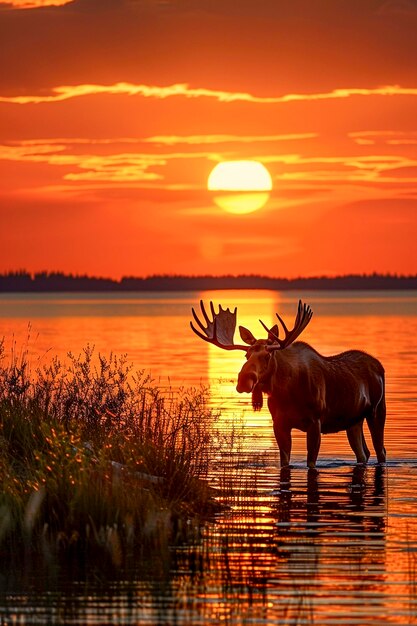 Photorealistic moose in the wild