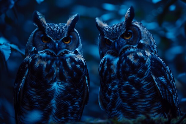 Free photo photorealistic owl during the night time