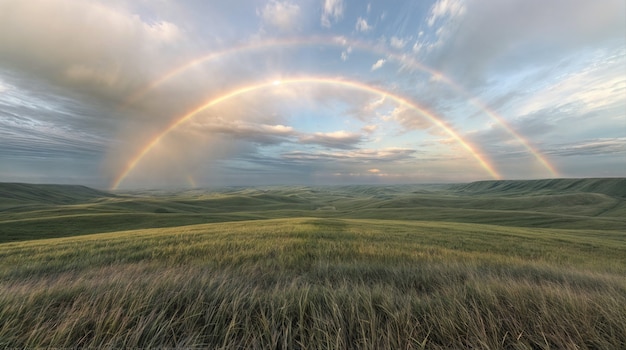 Foto gratuita arcobaleno fotorealistico con paesaggio naturale di campagna