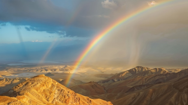 Foto gratuita arcobaleno fotorealistico con paesaggio naturale di campagna