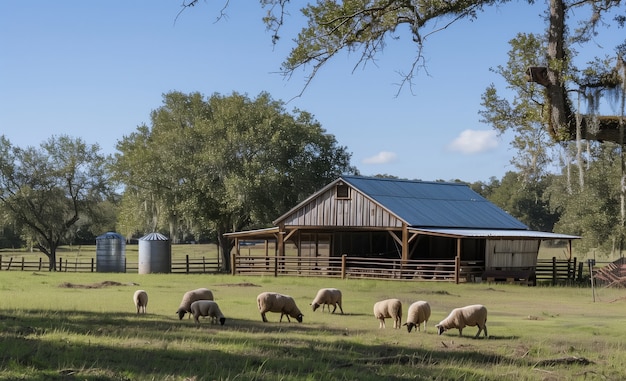 Free photo photorealistic sheep farm