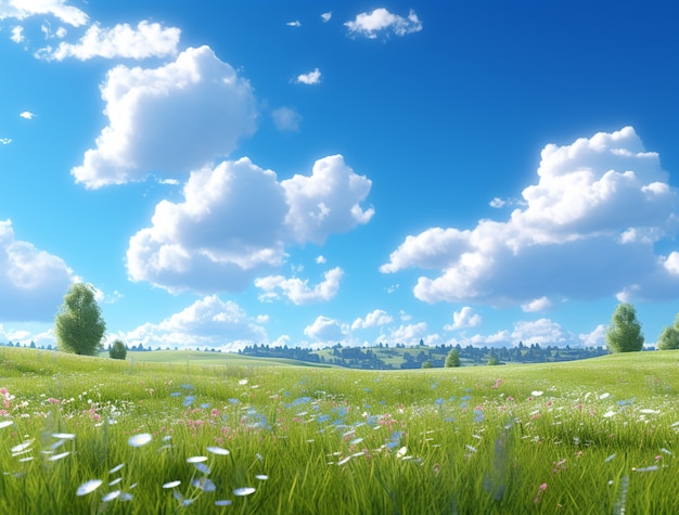 Free photo photorealistic style clouds and meadow