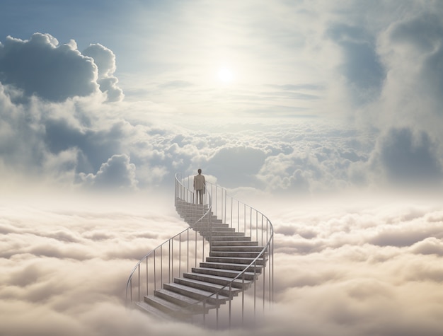 Free photo photorealistic style clouds and stairs