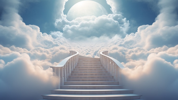 Free photo photorealistic style clouds and stairs