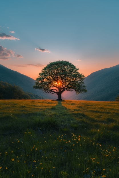 Free photo photorealistic view of tree in nature with branches and trunk