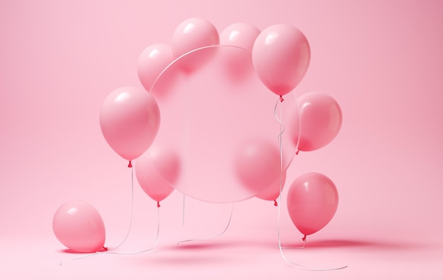 Free photo pink balloons with blurry circle