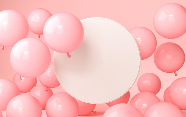 Free photo pink balloons with circular empty canvas