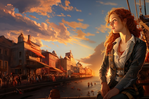 Free photo pirate character portrayed in digital art style