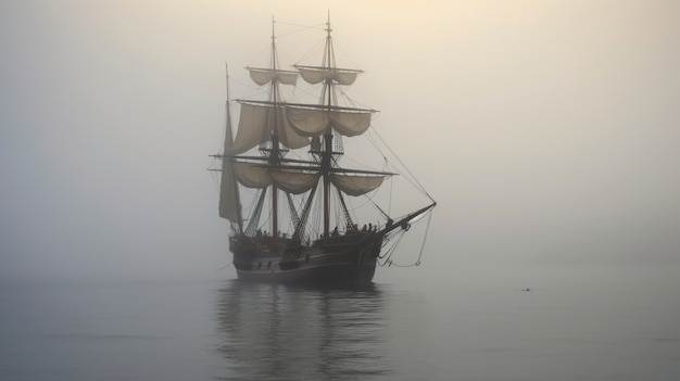 Free Photo pirate ship sailing on the sea