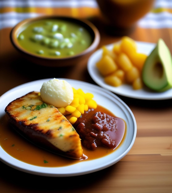 Free photo a plate of food with a plate of food on it