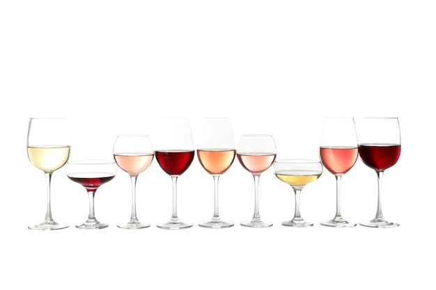 Free photo png glasses with wine drink isolated on white background