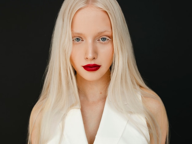 Portrait of beautiful albino woman