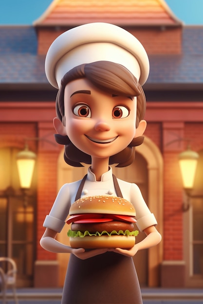 Free Photo portrait of chef or cook holding fast food burger