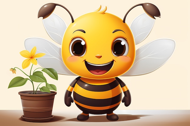 Free photo portrait of cute animated bee