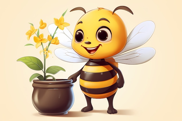 Free photo portrait of cute animated bee