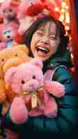 Free photo portrait of happy child with toys