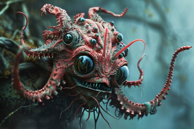 Portrait of surreal male sea creature