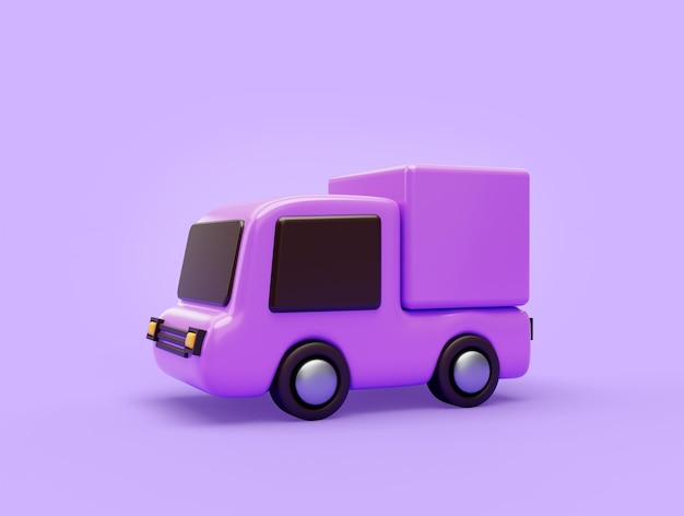 Free photo purple delivery car or delivery truck transport shipping icon online shopping concept 3d illustration