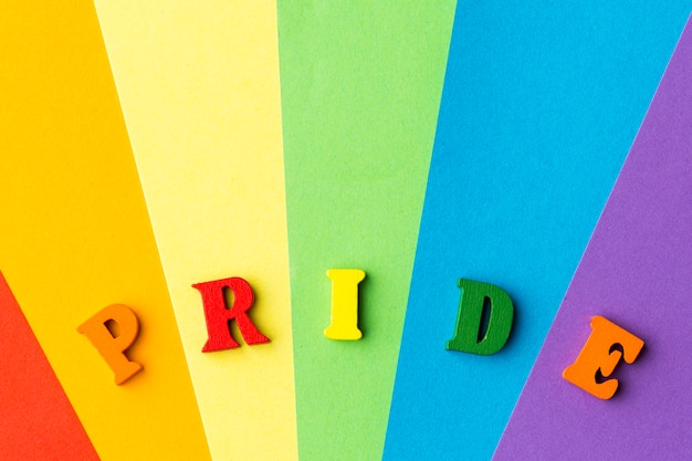 Free Photo rainbow pride flag and "pride" word