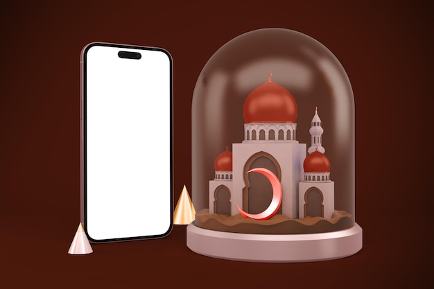 Free Photo ramadan phone 14 with mosque perspective view