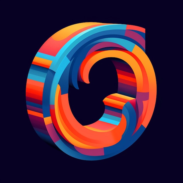 Free photo realistic o letter with colorful surface