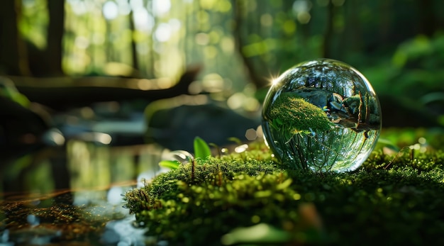 Free Photo realistic water drop with an ecosystem for world water day