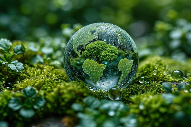 Free photo realistic water drop with an ecosystem