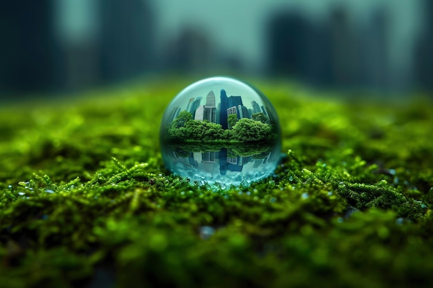 Free photo realistic water drop with an ecosystem