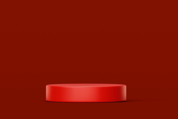 Free photo red cylinder podium for product sale banner platform 3d background