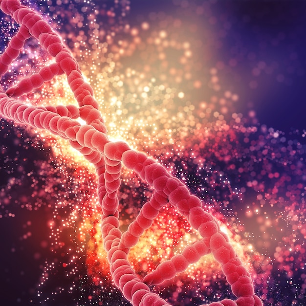 Free photo red dna strand