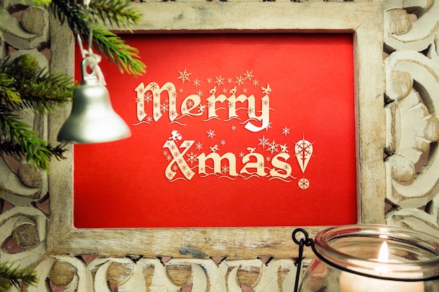 Free Photo red poster with the message "merry christmas"