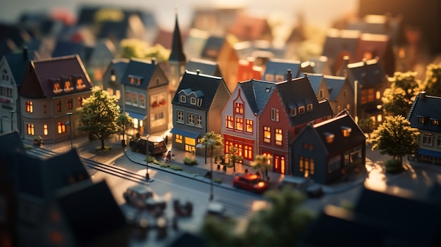 Free photo rendering of a miniature world