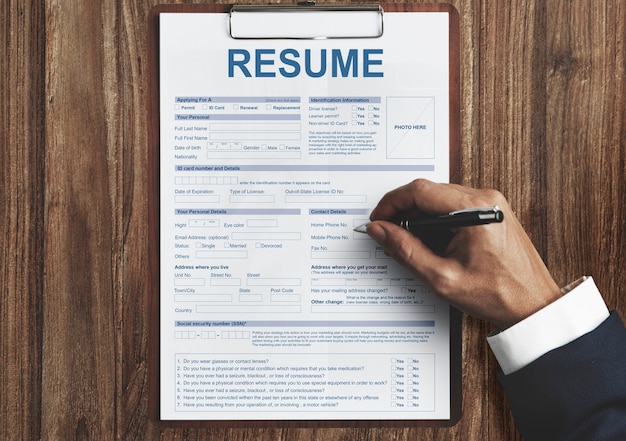 Free photo resume application employment form concept