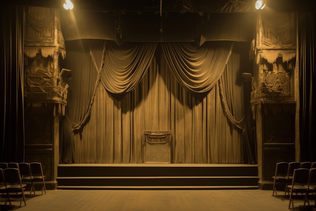 Free photo retro world theatre day scenes with antique curtains and stage