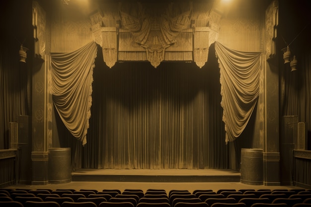 Free photo retro world theatre day scenes with antique curtains and stage