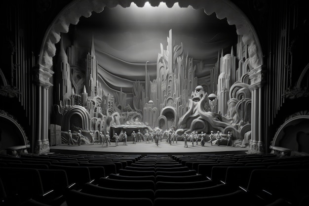 Free photo retro world theatre day scenes with a incredible design stage