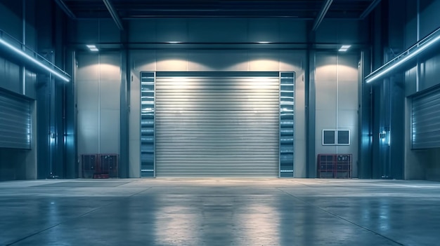 Free photo roller door or roller shutter using for factory warehouse generative ai