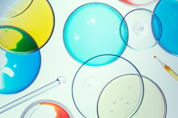 Free photo science background wallpaper, petri dishes flat lay