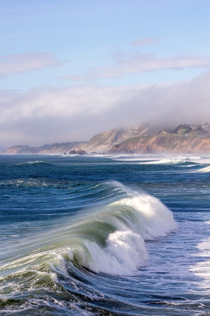 sea waves and cloudy sky