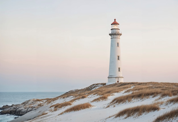 Free photo seascape with lighthouse