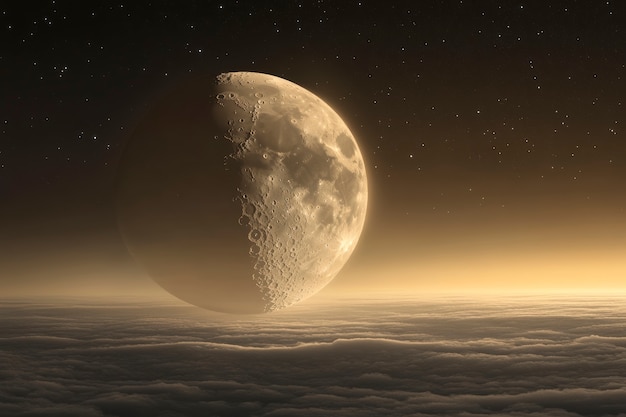 Free photo sepia style effect with moon phase in the night sky