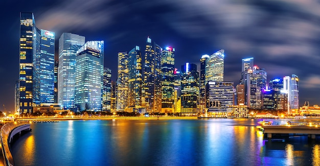 Free photo singapore cityscape at night.