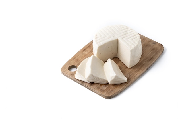 Free photo sliced fresh white cheese from cow's milk isolated on white background