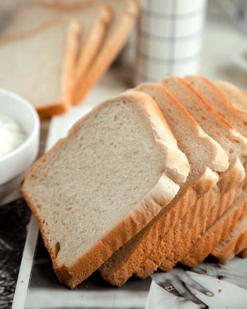 Sliced white bread on the table